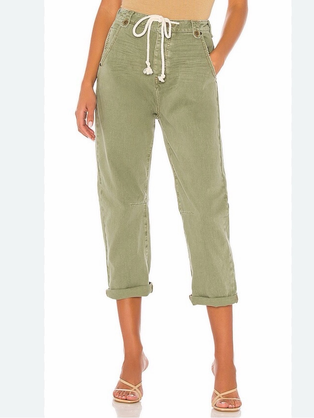 One Teaspoon High Waist Safari Pant Olive Green relaxed fit Drawstring Jeans